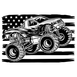 monster truck with usa flag svg, monster truck clipart, off road svg, extreme vehicle, monster truck svg, png