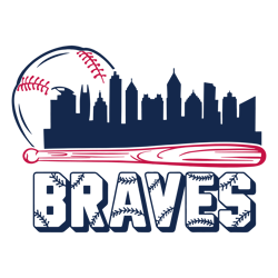 retro braves baseball city skyline svg