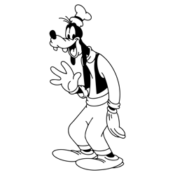 goofy waving svg digital files, goofy coloring pages, kids coloring pages