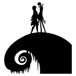 jack and sally on the hill svg (the nightmare before christmas) digital files, halloween coloring pages, kids coloring