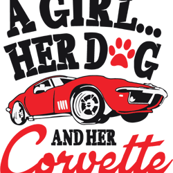 a girl her dog and her corvette svg