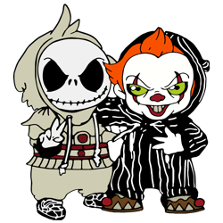 baby jack skellington and pennywise svg, funny halloween svg,baby jack skellington svg,pennywise svg
