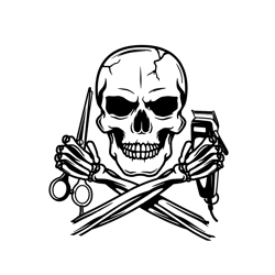 barber skull svg, trending svg, barbershop logo svg, hair stylist svg, hair hustler svg, skull svg, barber svg