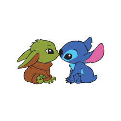 baby yoda and stitch kisses friends svg digital file