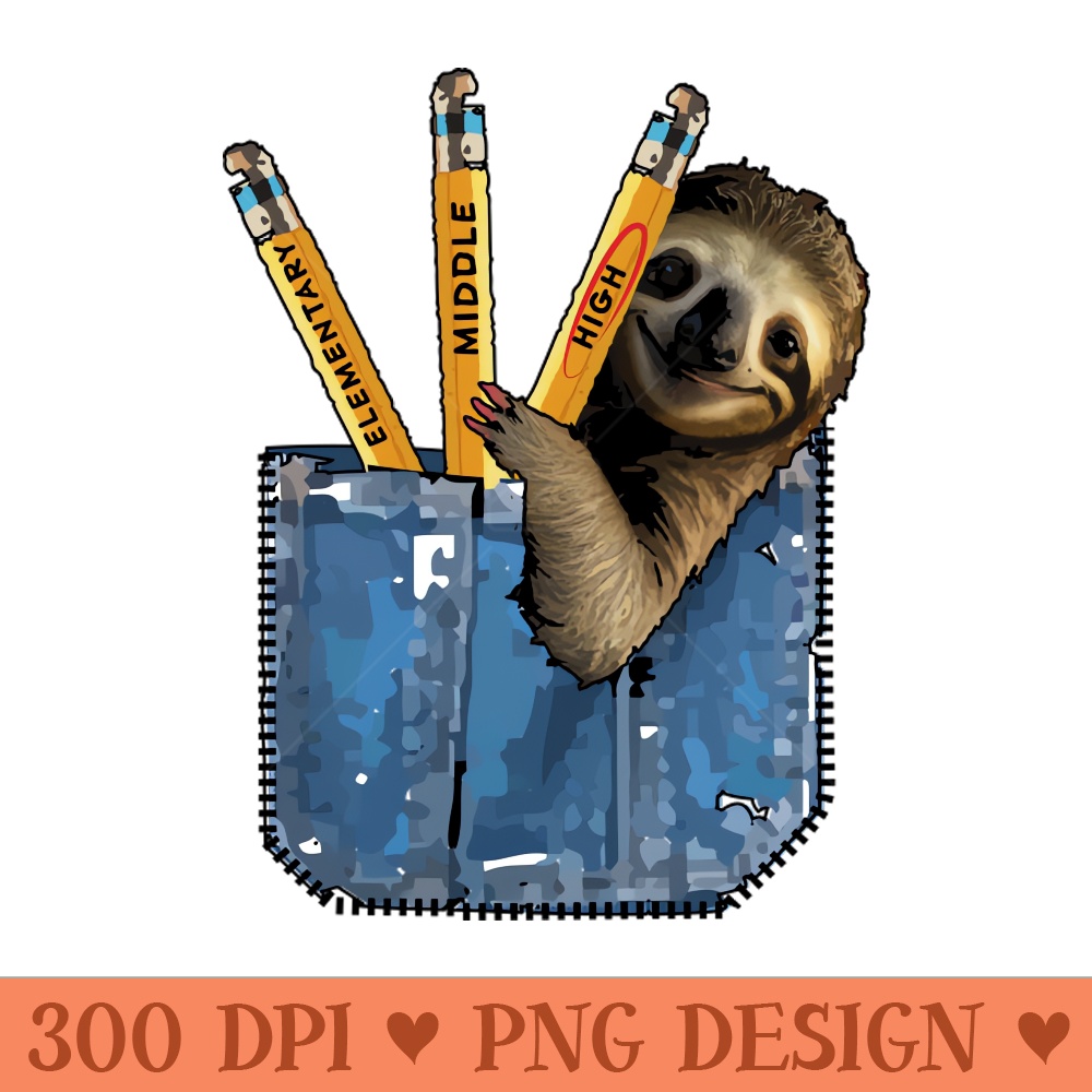 High School Back to School Lazy Sloth - PNG File Download - Popularity