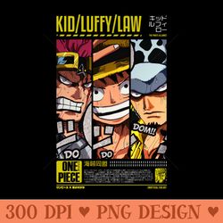 the pirate alliance luffy trafalgar law kid otaku design -