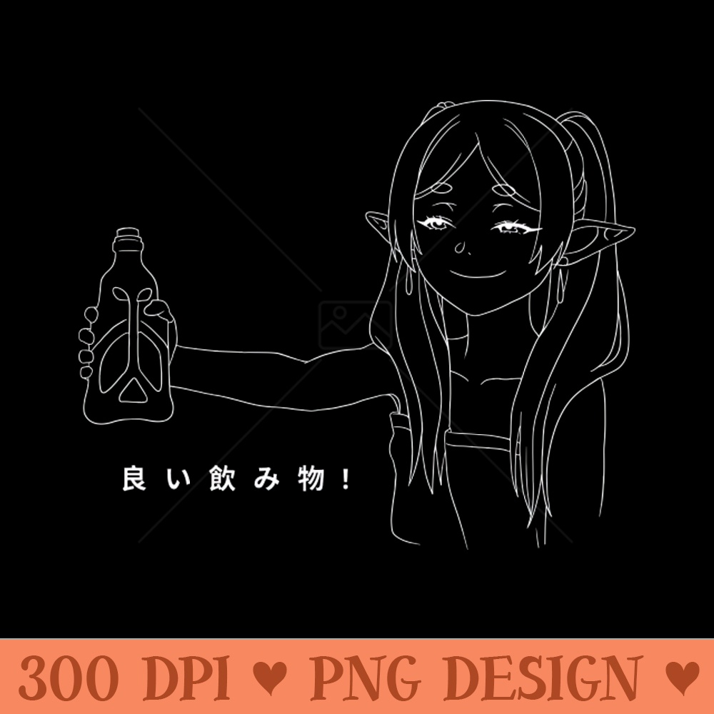 Frieren Drink Black - PNG Downloadable Art - Good Value