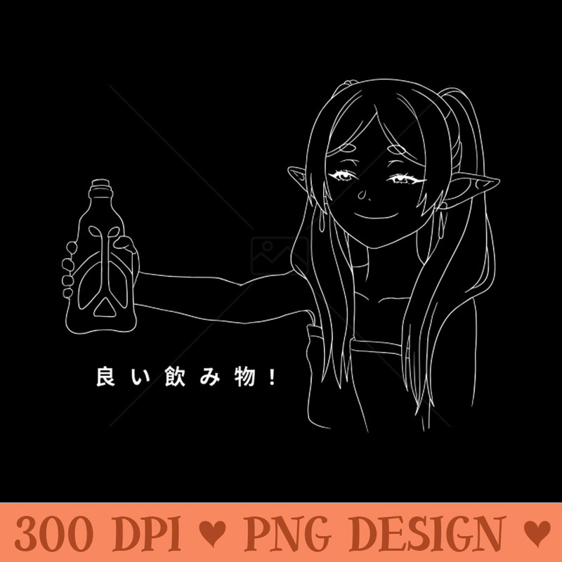 Frieren Drink Black - PNG Downloadable Art - Good Value