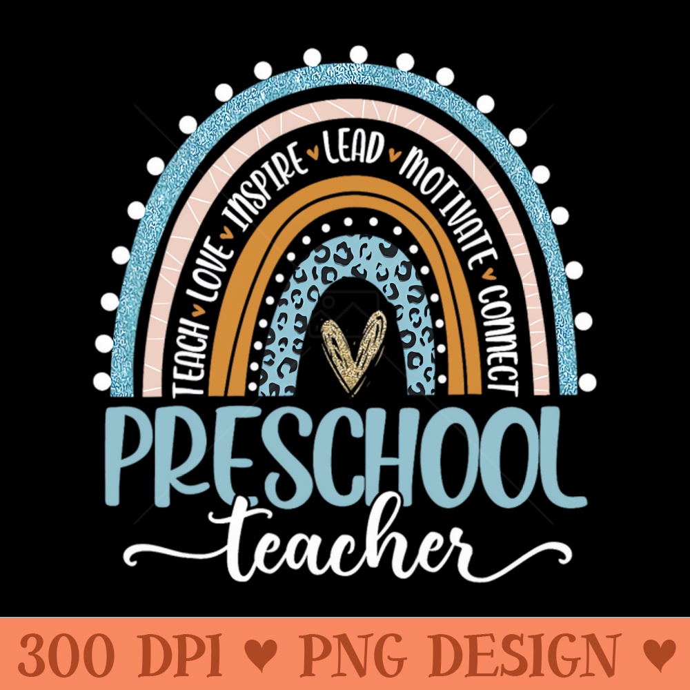 Preschool Teacher Leopard Boho Rainbow Back To School Teach - PNG Download Store - High Quality 300 DPI