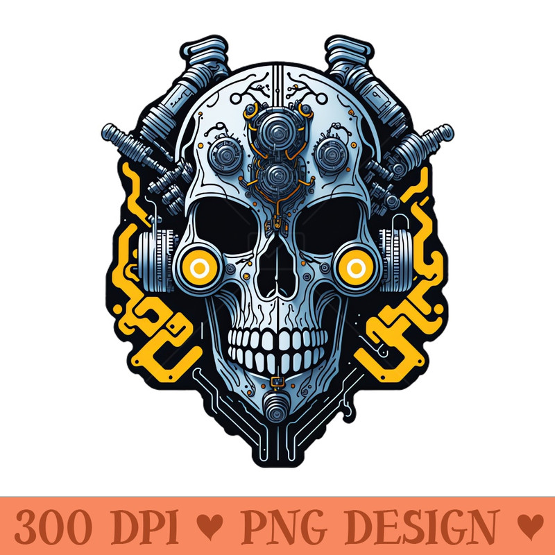 Mecha Skull S03 D86 - PNG Illustrations - High Quality 300 DPI