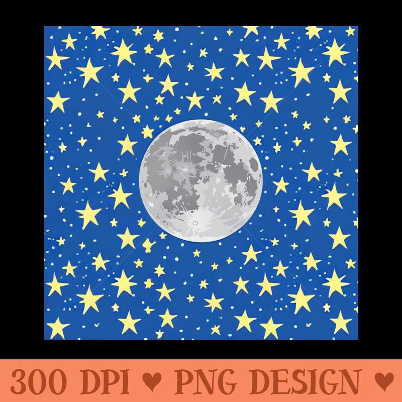 Doodle Stars with Full Moon MD23KD005 -  - Unique