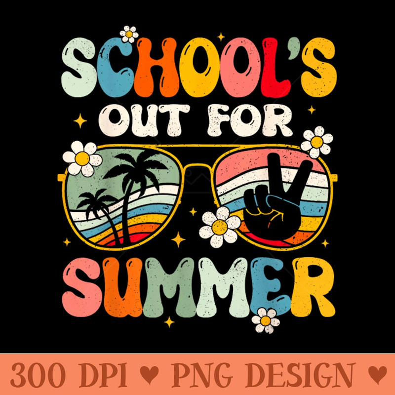 Retro Last Day of Schools Out For Summer Teacher Boys Girls - PNG Illustrations - Variety
