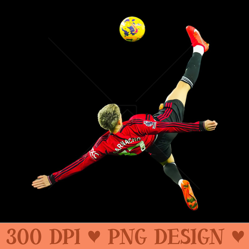 Alejandro Garnacho Bicycle Kick - Downloadable PNG - Unique