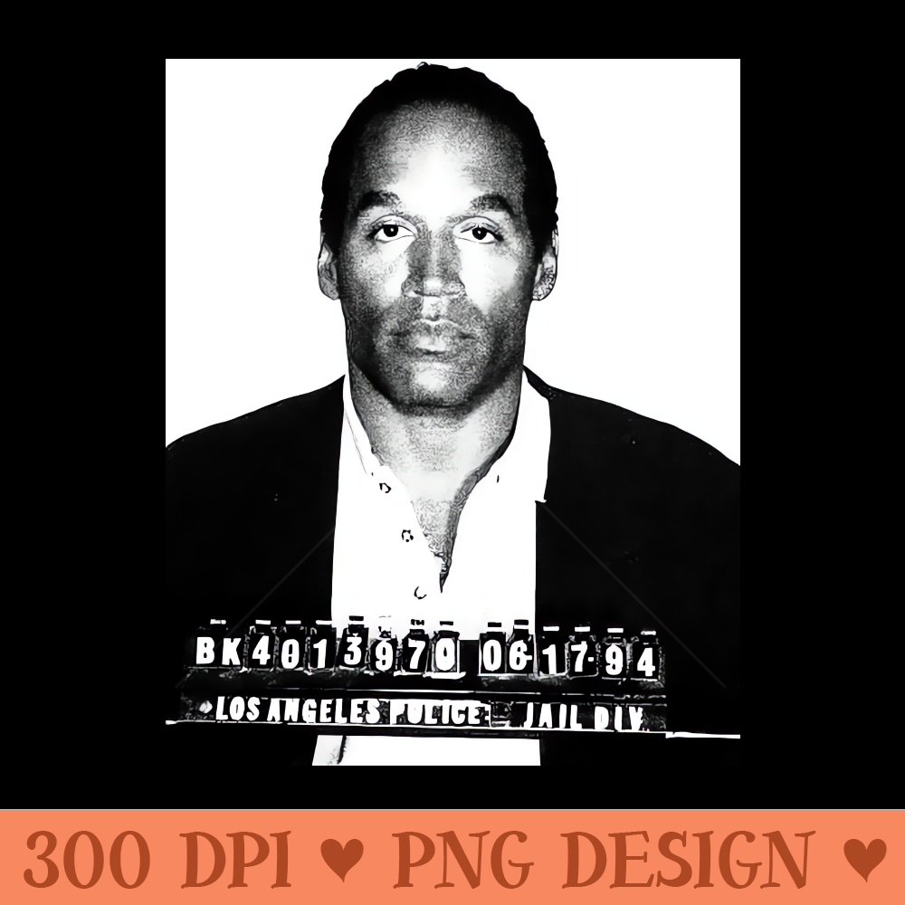 Oj Simpson Mugshot - PNG Artwork - Professional Design