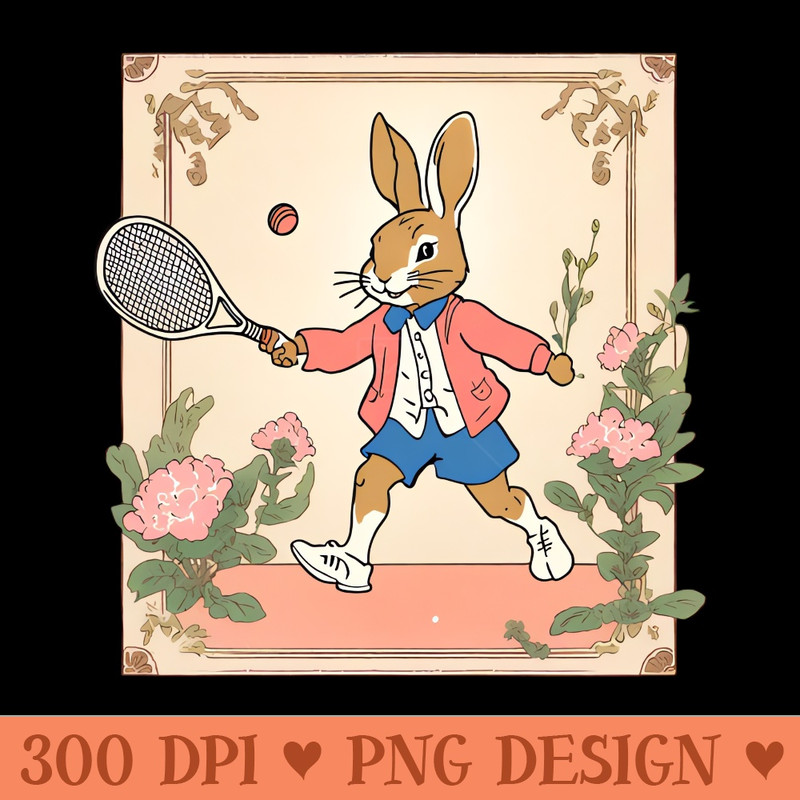 Tennis Balling by a Vintage Rabbit Tennis Player - Free PNG Downloads - High Quality 300 DPI