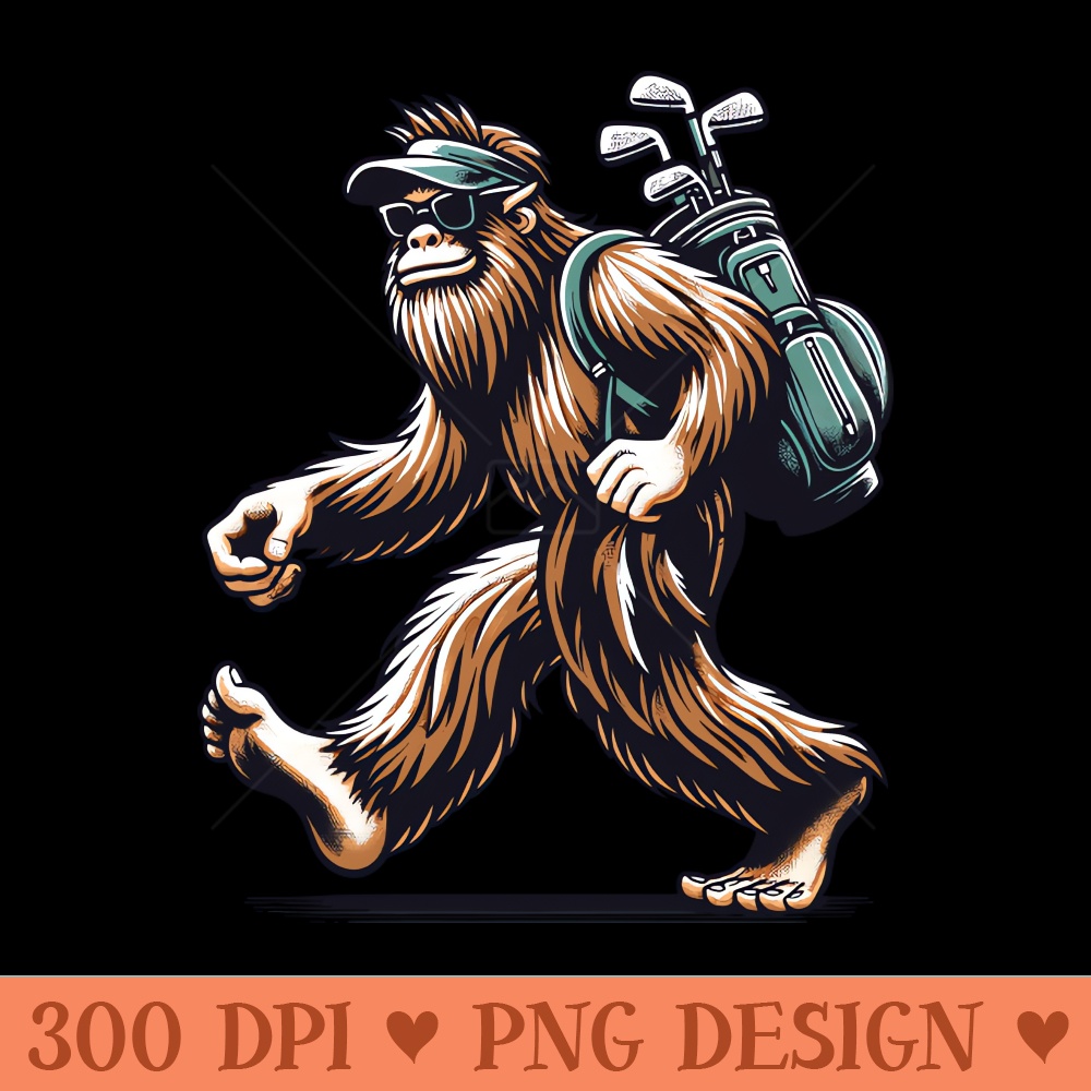 Funny Golf Novelty Sasquatch Bigfoot Golfing - PNG Downloadable Art - Latest Updates