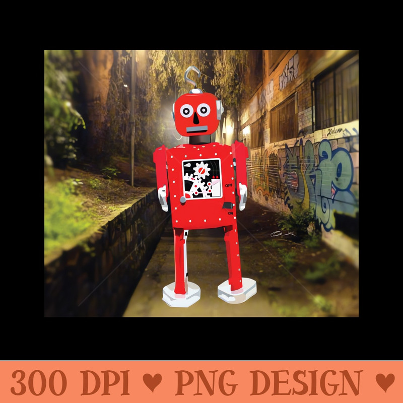 Red Robot - Digital PNG Download - High Quality 300 DPI