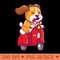 Cute dog ridding scooter - Download PNG Graphics - Convenience