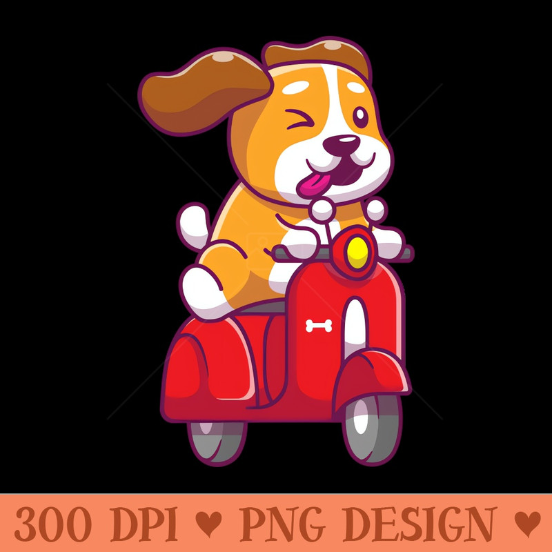 Cute dog ridding scooter - Download PNG Graphics - Convenience