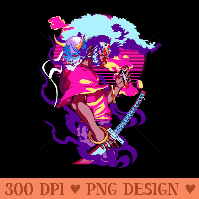 Neon Afro Samurai - Digital PNG Graphics - Latest Updates