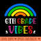 6th Grade Vibes Rainbow Back to School Kids Teacher - Downloadable PNG - Variety