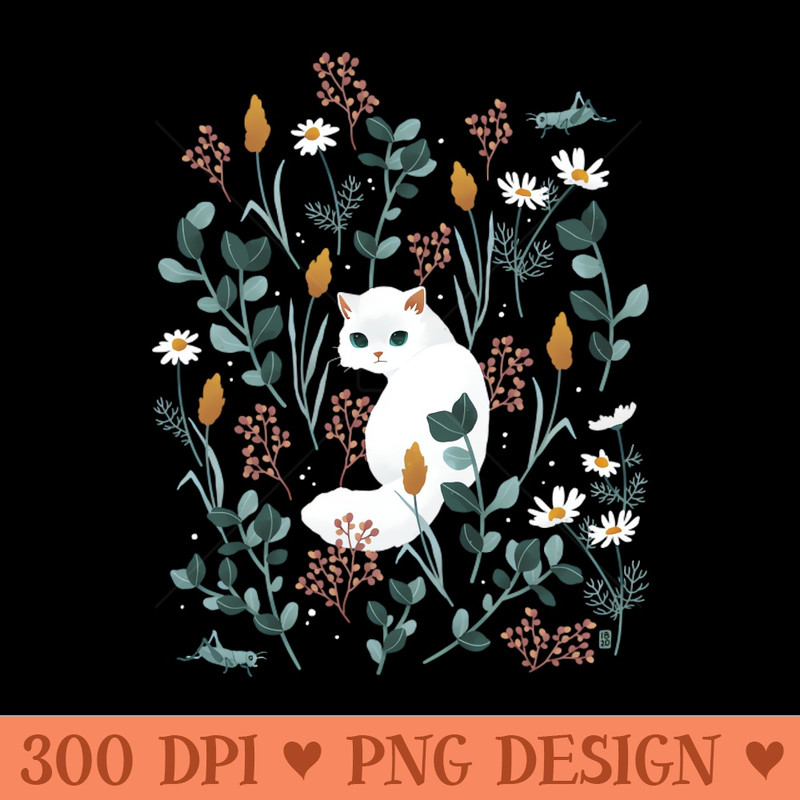 Cat in the meadow - PNG Downloadable Art - Good Value