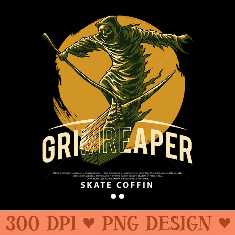 Grim Reaper Coffin Skate - PNG Printables - Variety