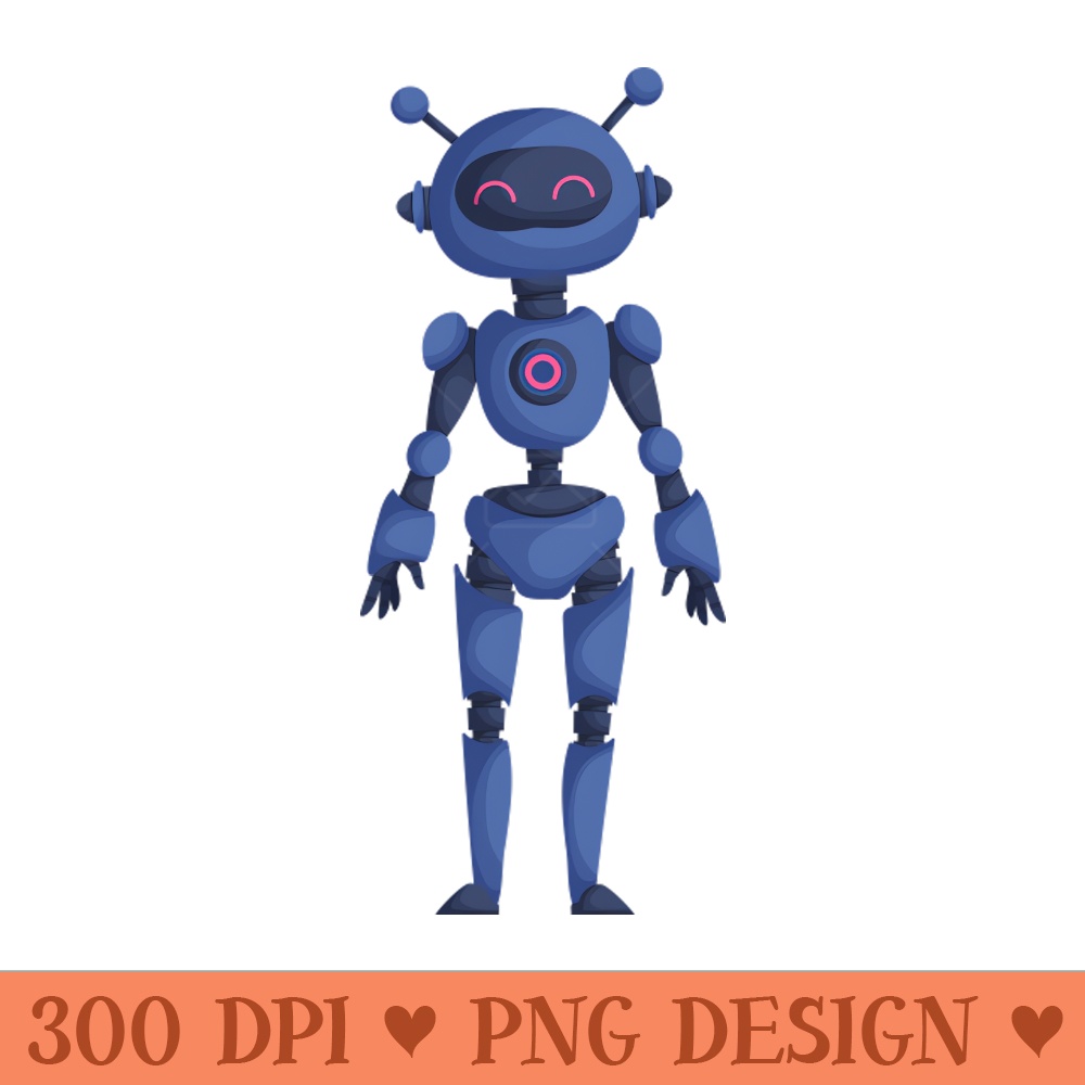 Dark Blue Cute Girl Robot - Digital PNG Graphics - Variety