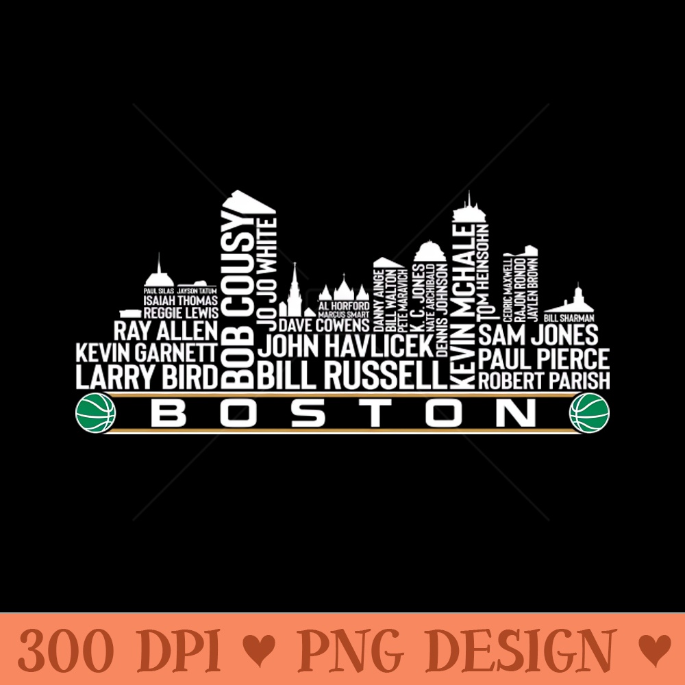 Boston Basketball Team All Time Legends, Boston City Skyline - High-Quality PNG Download - Convenience