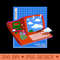 Pixel vintage Computer with clouds and balloons - - Popularity