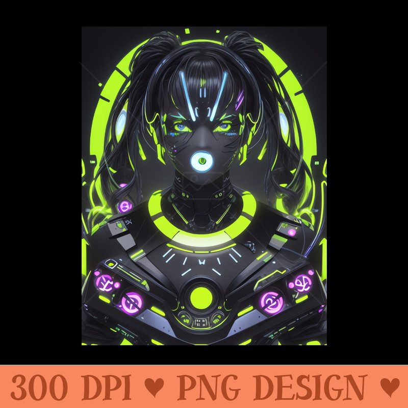 Cyberpunk Cyber Girl Techno Vibes - Free PNG Downloads - Good Value