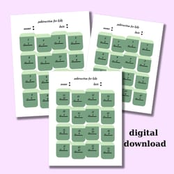 math subtraction pages decorated with shapes for kids, simple math operations, kindergarten, first grade