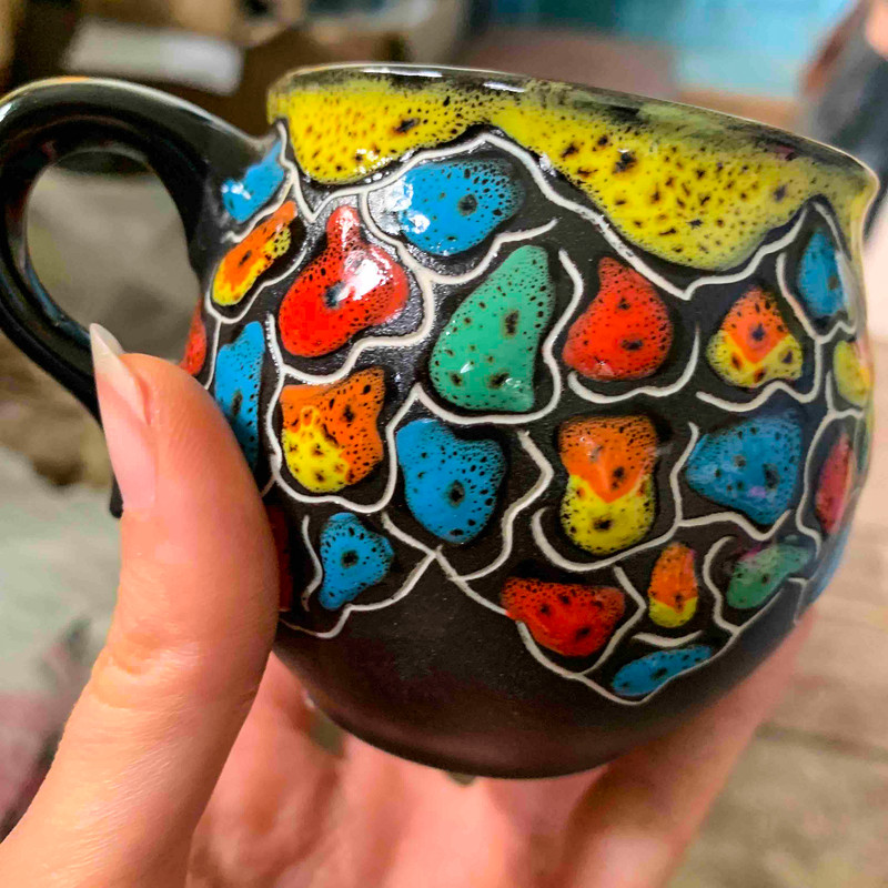 Bright Ceramic Coffee Cuphandmade Ceramic Cupbright Cappuccino Cupgift For Coffee Loverscozy Coffee Cup6 Oz Cupgif 1