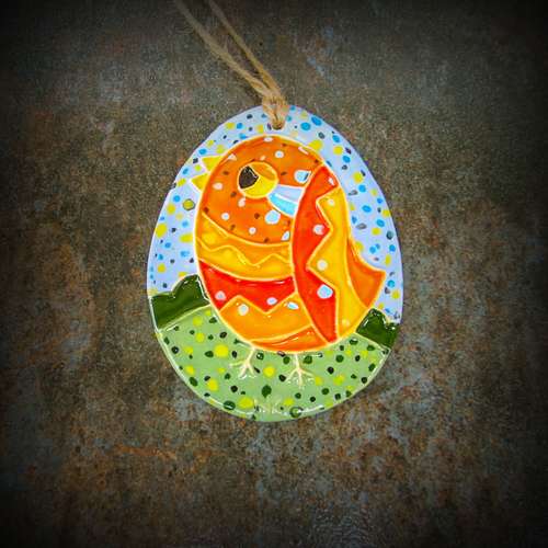 Ceramic egg with bird wall decoration,egg with bird easter decoration,easter jewelry,easter necklace,christmas tree egg