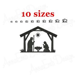 nativity scene embroidery design. christmas nativity scene embroidery design. mini nativity scene. christmas embroidery.