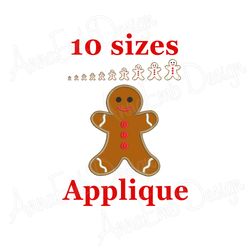 gingerbread man applique embroidery design. mini gingerbread man. christmas embroidery design. machine embroidery design