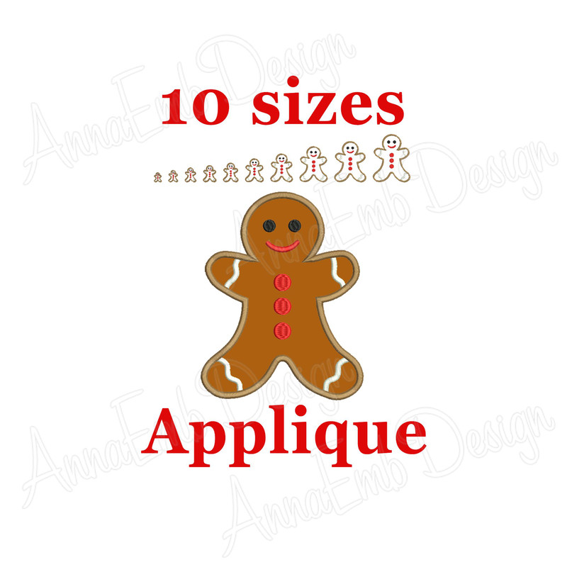 Gingerbread Man Applique Embroidery Design Mini Gingerbread Man Christmas Embroidery Design Machine 0