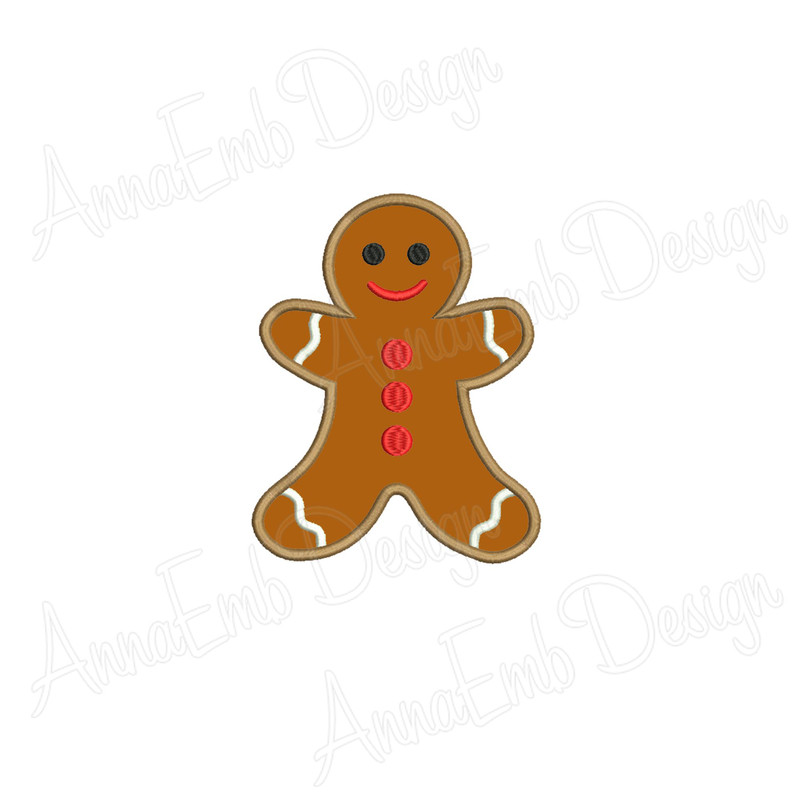 Gingerbread Man Applique Embroidery Design Mini Gingerbread Man Christmas Embroidery Design Machine 1
