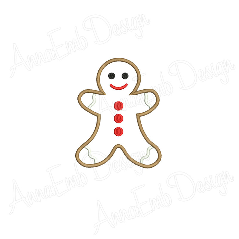 Gingerbread Man Applique Embroidery Design Mini Gingerbread Man Christmas Embroidery Design Machine 2