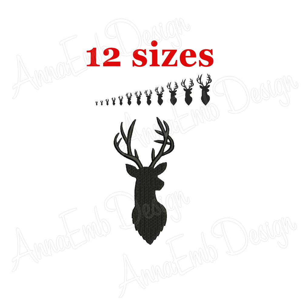 Deer Head Embroidery Design Deer Head Mini Embroidery Deer Silhouette Hunting Embroidery Deer Desig 0