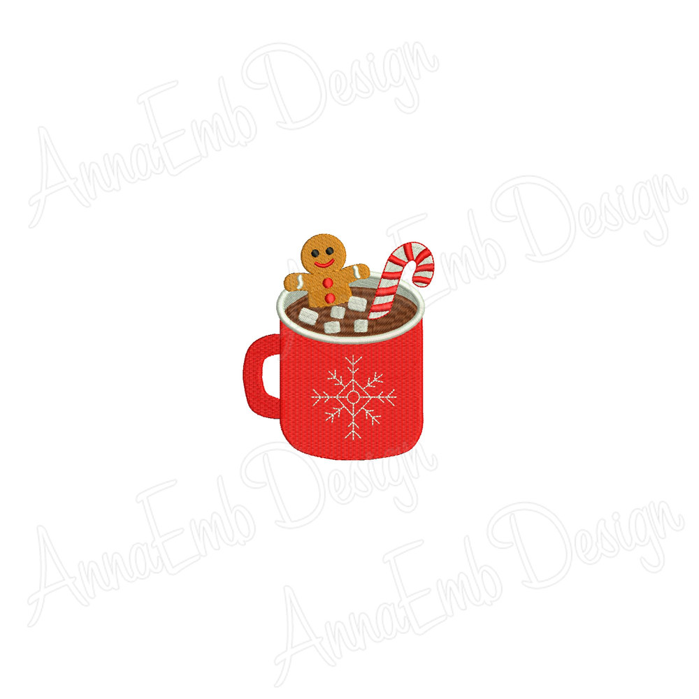 Hot Chocolate Embroidery Design Coffee Cup Mini Machine Embroidery Design Gingerbread Man Design Ch 1