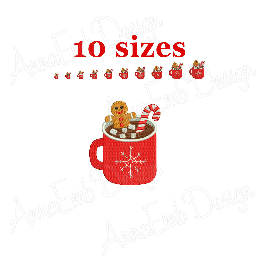 Hot Chocolate Embroidery Design Coffee Cup Mini Machine Embroidery Design Gingerbread Man Design Ch 0