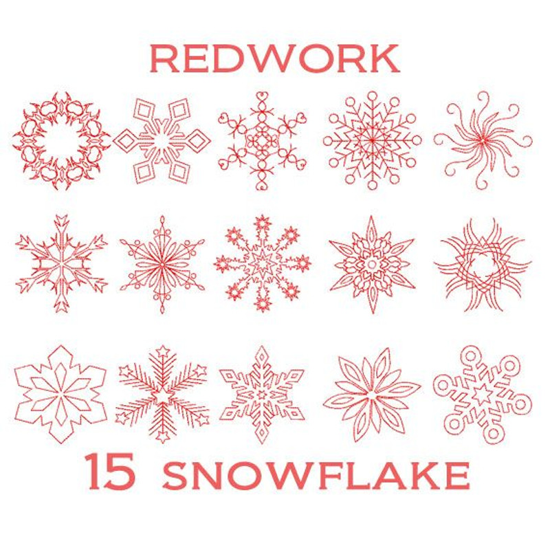 Snowflake Embroidery Machine Design Redwork Patterns Cristmas Embroidery Snowflake Embroidery Snow  1