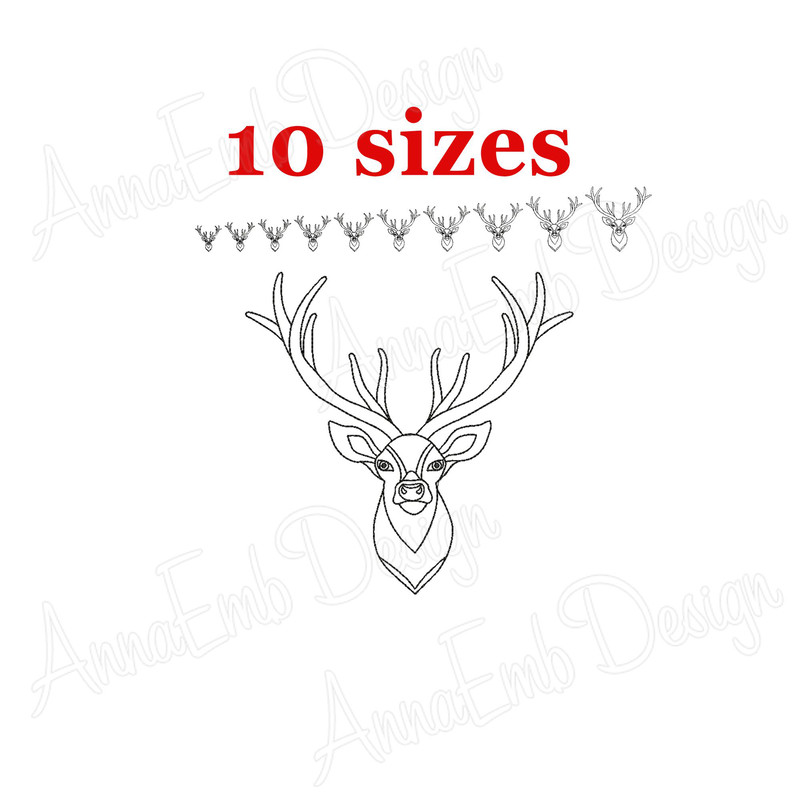 Deer Head Embroidery Design Deer Head Mini Embroidery Hunting Embroidery Deer Design Deer Buck Deer 0