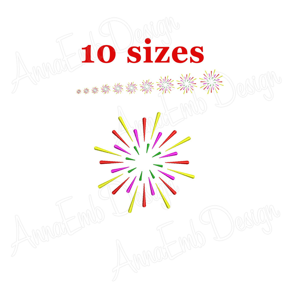 Fireworks Embroidery Design 4th Of July Embroidery Designs Fill Embroidery Design Patriotic Firewor 0