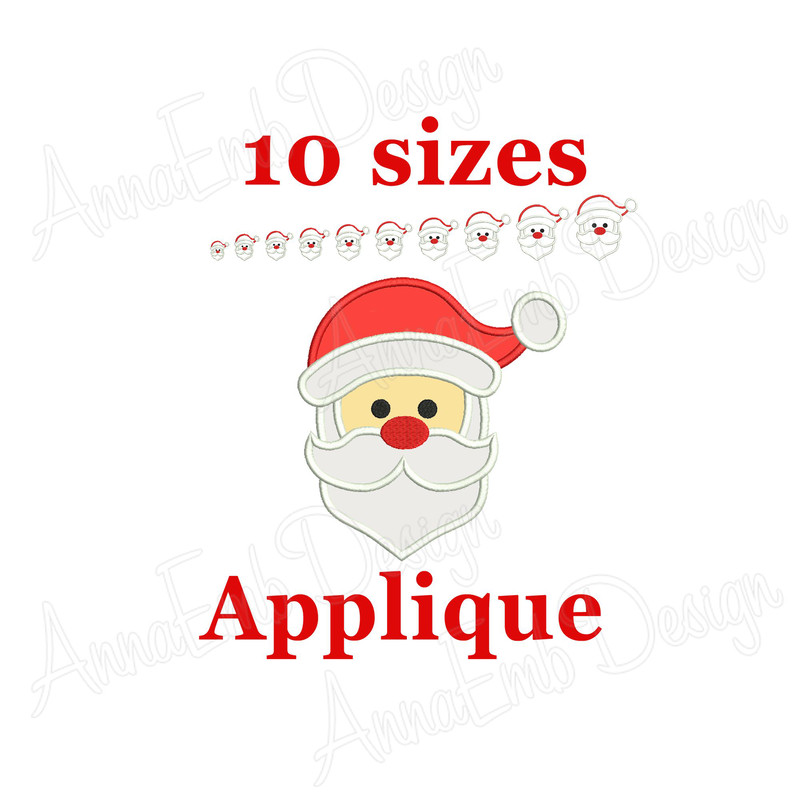 Santa Claus Applique Embroidery Design Santa Claus Embroidery Mini Santa Claus Christmas Embroidery 0
