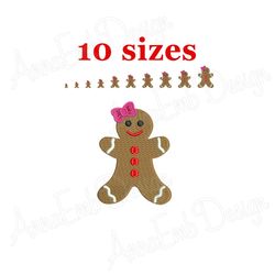 gingerbread girl embroidery design. mini gingerbread girl. christmas embroidery design. gingerbread woman. machine embro
