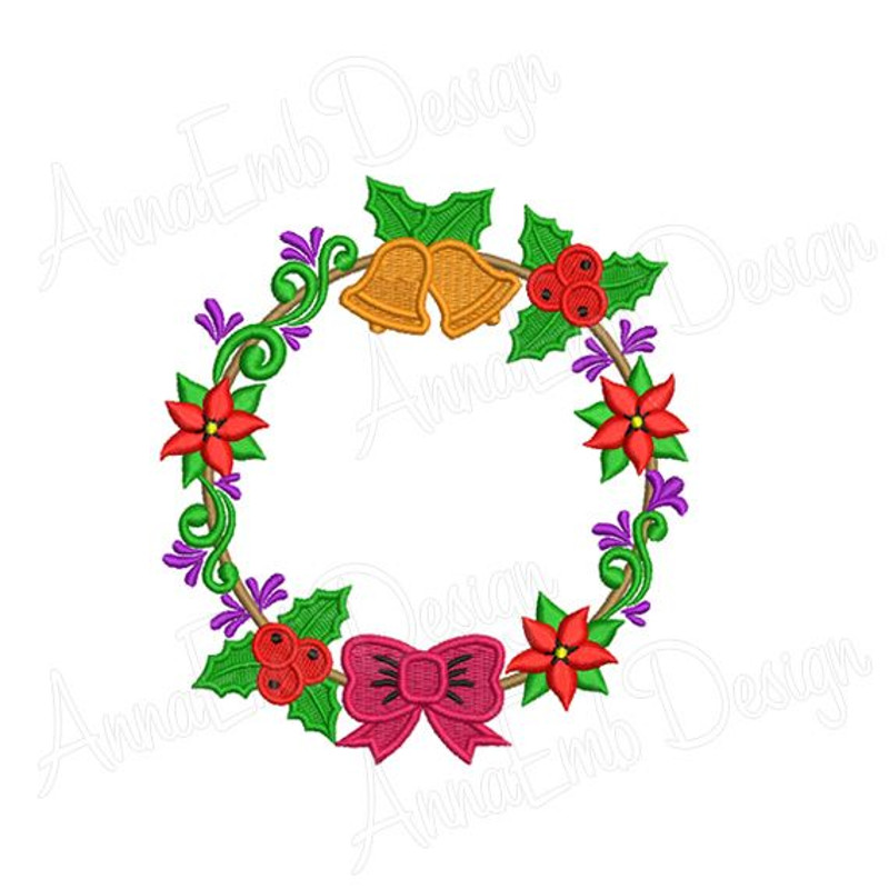 Christmas Wreath Embroidery Design Wreath Mini Frame Monogram Christmas Circle Frame Machine Embroi 0