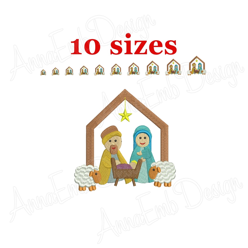 Nativity Scene Embroidery Design Christmas Nativity Scene Embroidery Design Mini Nativity Scene 0