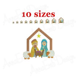 nativity scene embroidery design. christmas nativity scene embroidery design. mini nativity scene.